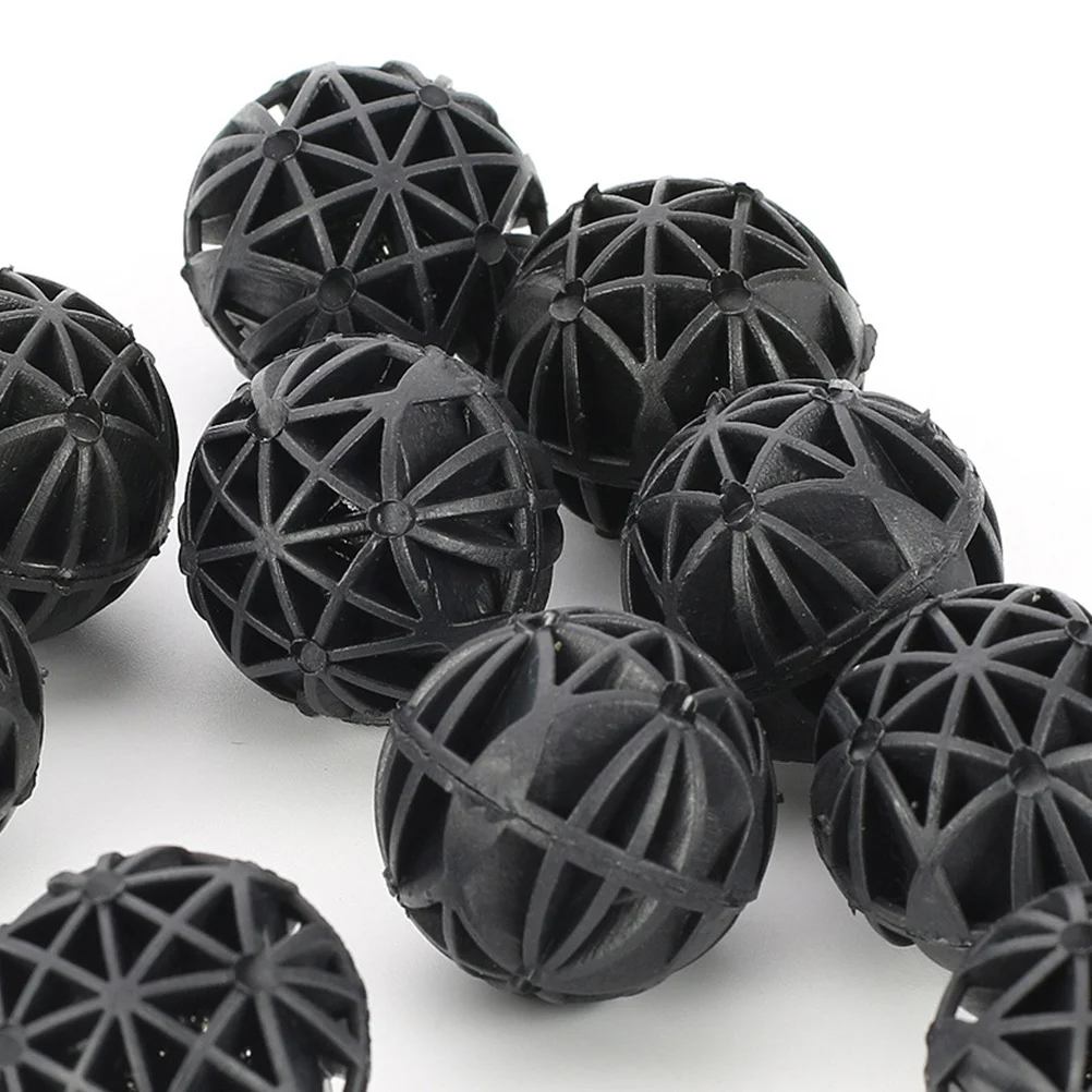 

200Pcs Tank Biofilters Black Biological Balls for Aquarium Filter Media Efficient Filtration Reusable Cleanable with