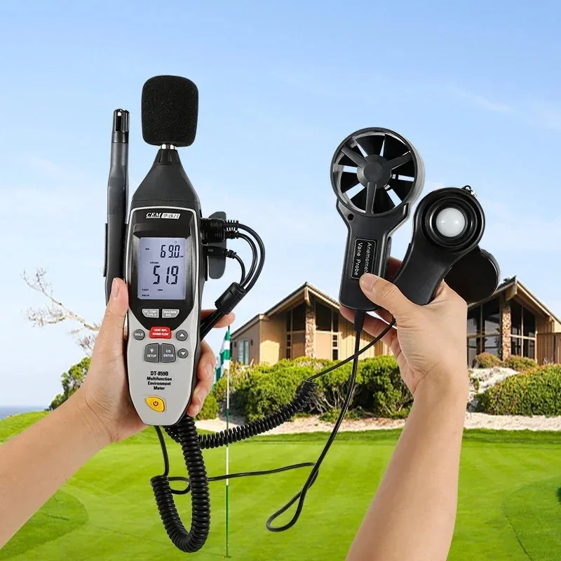 DT-859B Professional Instrument for Multifunctional Environmental 5 in 1 Test Type K Temperature, Humidity, Photometry
