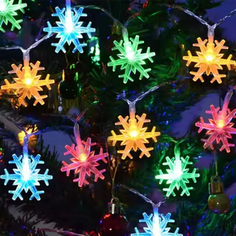 Indoor Snowflake String Light,dynamic Snowflake Shaped Fairy Hanging Light,add A Warm Atmosphere To Holiday Decoration