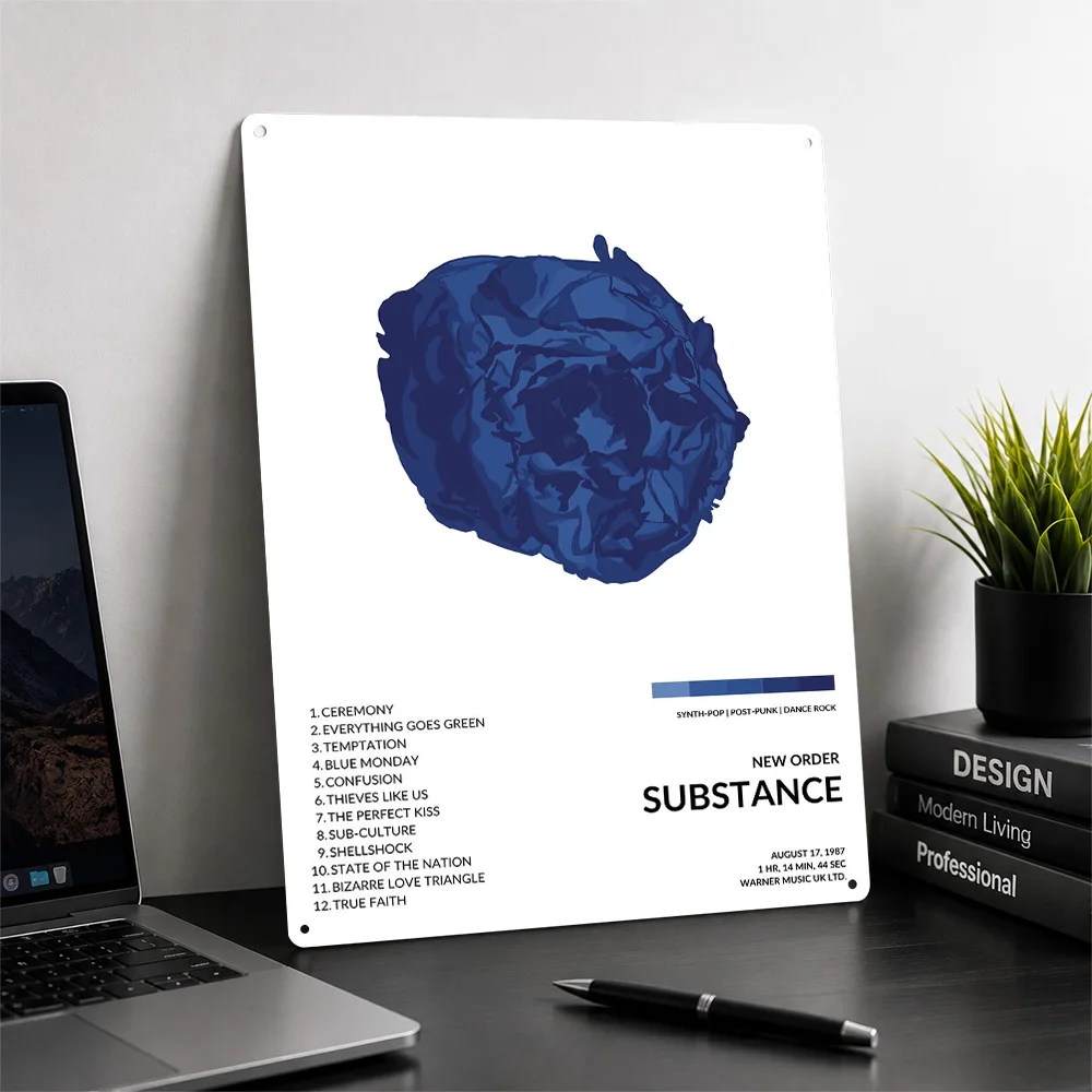 New Order Substance Album Cover Metal Poster Perfect Gift for Fans Lovers Customized Wall Art Metal Sign for Bedroom Decoration
