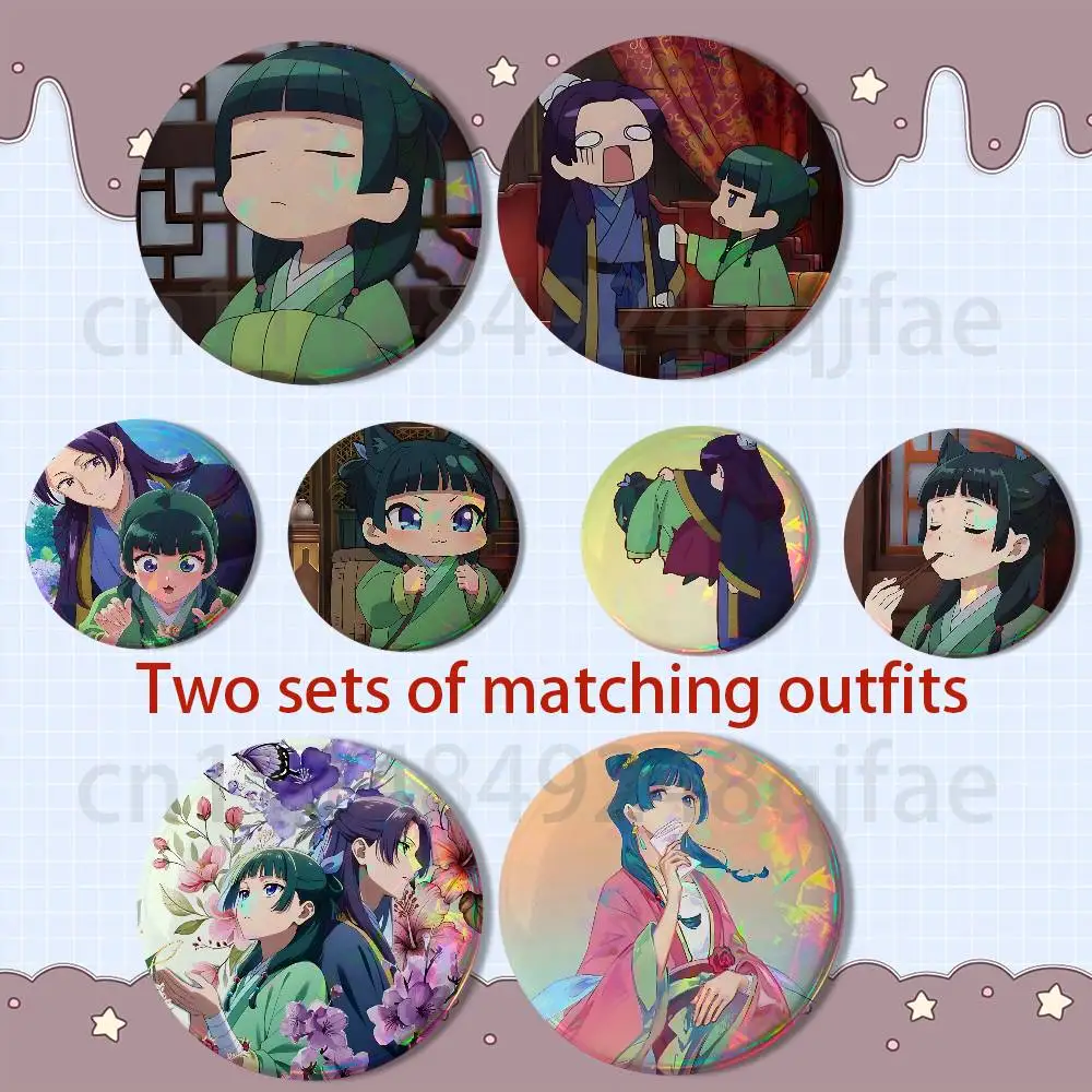 Ancient Maomao Apothecary Diaries 2 piece set Pins Creativity Printed Pictures Text Metal Lapel Badges Brooches Jewelry Gift