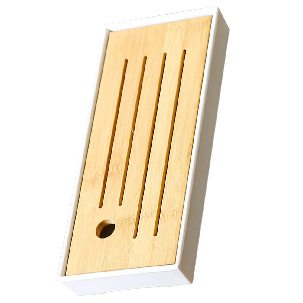 

Bamboo Tea Tray Small Travel Kitchen Drip Serving Tray Dry Rack Dish Holder White Japanese Style Rectangle Durability