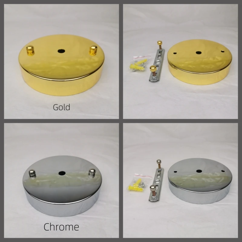Ceiling Plate 120mm Wall Sconce Mount DIY Light Fittings Lamp Base Vintage Pendant Lamp Disc Base Black White Silver Gold Brass