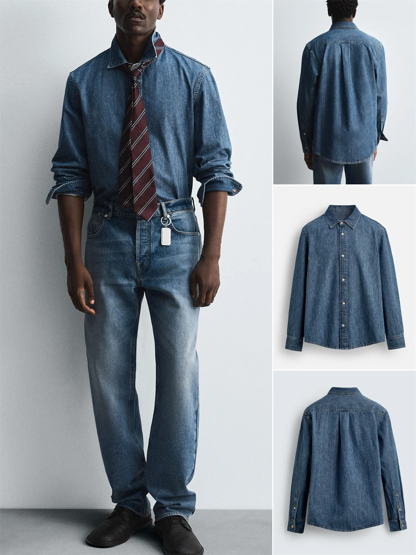 

Loose Fit Long Sleeve Cotton Denim Shirt Fashionable Autumn New Men's Clothing Turn-down Collar Casual Style Urban Fashion