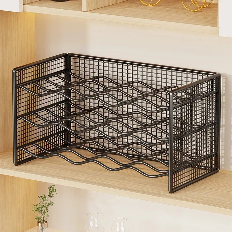 

Luxury high-end diagonal wine rack, red decoration, light tableware storage cabinet, display tabletop rack with cups