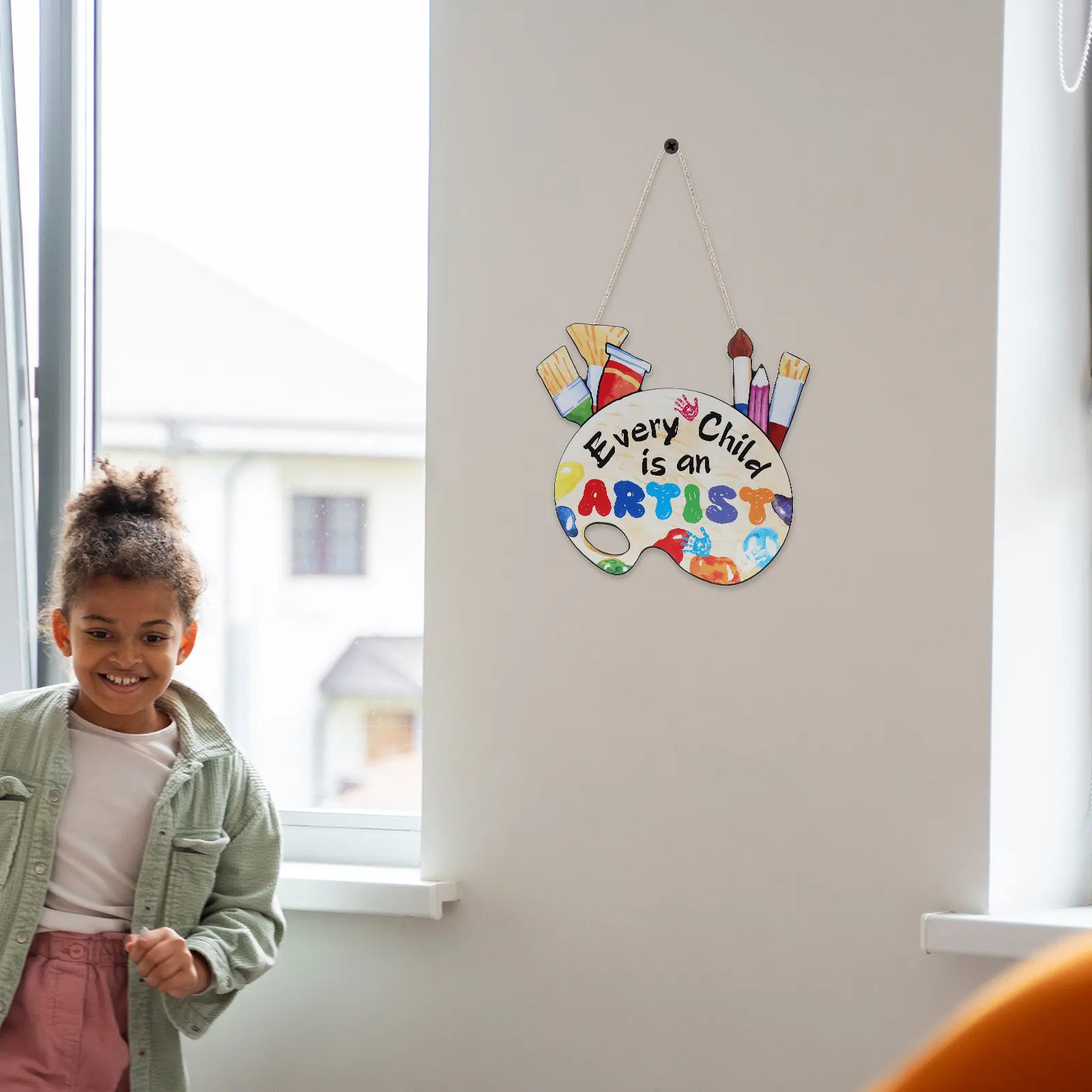 Classroom Wooden Sign Decor Wall Hanging Colorful Wood Signs Door Hangers DIY Crafts Art Palette Ornaments Classroom Wooden Sign
