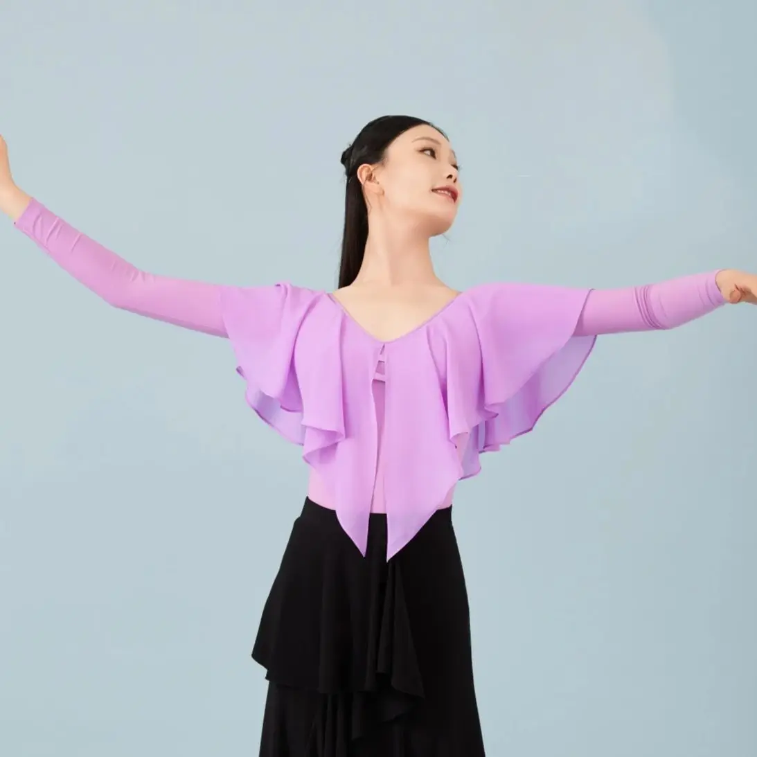 Adulto sexy com decote em v malha superior roupas de dança moderna para mulheres valsa tango dança de salão latina trajes desempenho wear dn22330