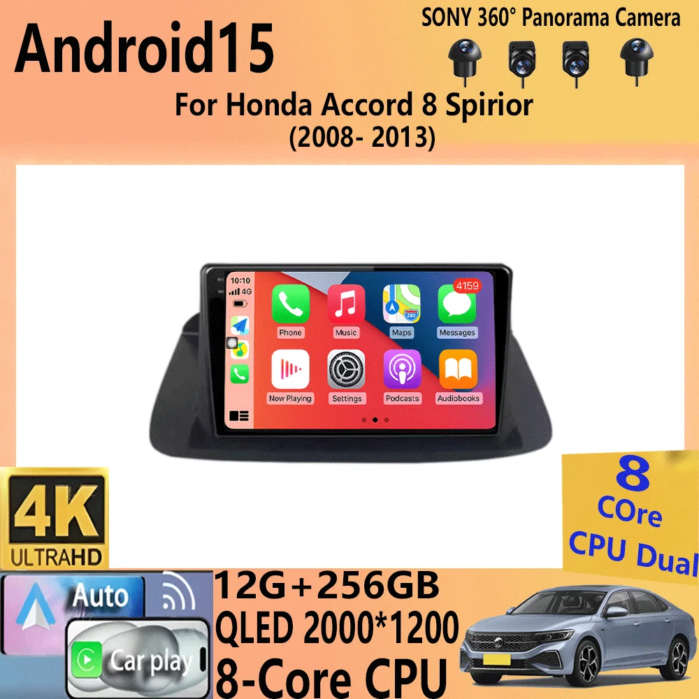 

Car Radio Android 15Carplay For Honda Accord 8 Spirior 2008-2013 GPS Multimedia Video Player Navigation GPS DSP WIFI+4G Stereo