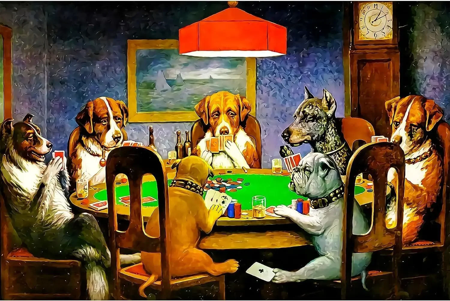 

Dogs Playing Poker 120/300/500/1000 Pieces Art Jigsaw Puzzles Brain Training Challenging Educational Toys for Adults and Kids