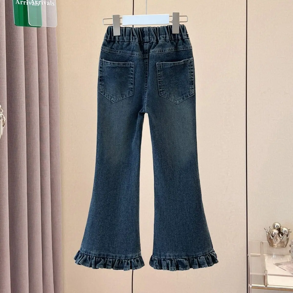 Girls' denim bell bottom pants, spring and autumn styles, new western-style slim fit pants, micro bell bottom pants