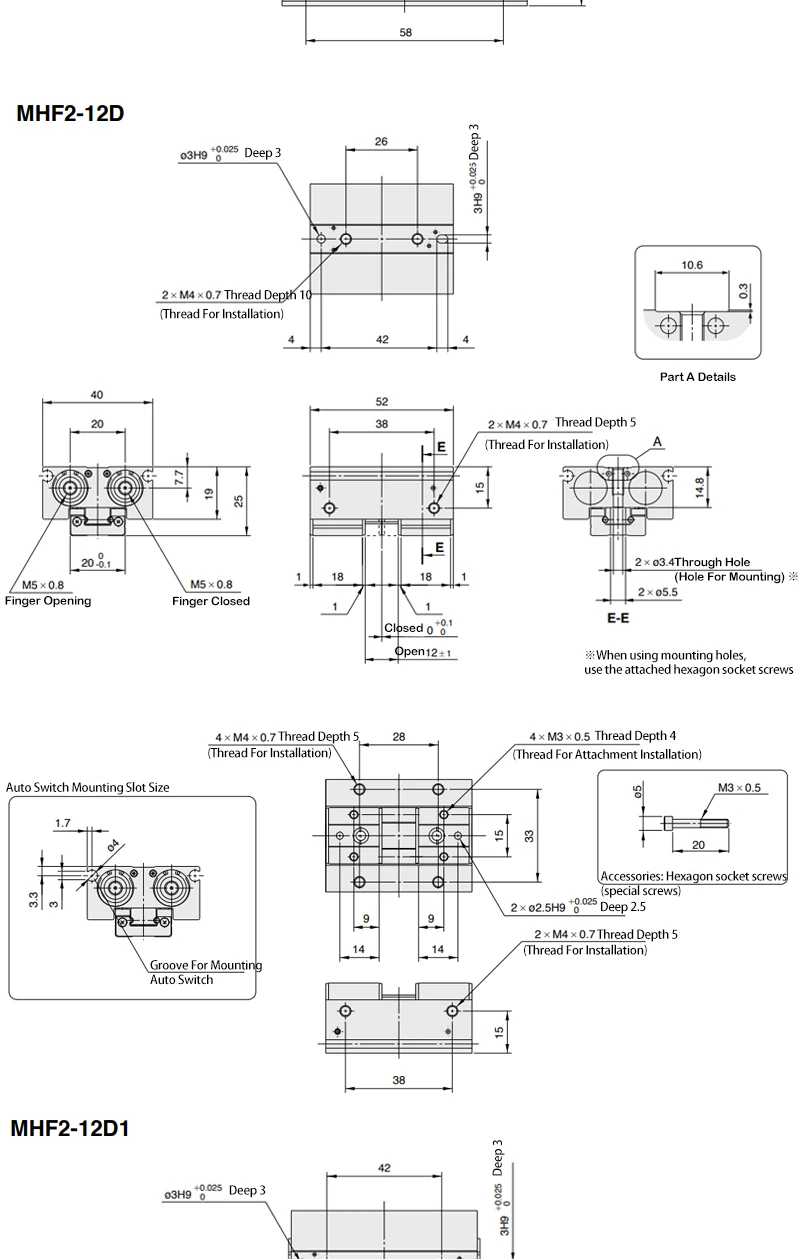 MHF2-8D MHF2-10D MHF2-12D MHF2-16D MHF2-20D Niederprofil-Luft-Parallelgreifer Pneumatischer Zylinder Pneumatischer Greifer – Detail 12