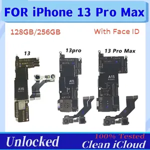 Bilashmart Fully Unlocked Motherboard iPhone 13 / 13Pro / 13 Pro Max With Face ID Free Clean iCloud Logic Board Mainboard 100% Tested