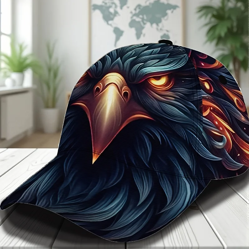 Fierce Eagle Pattern Hip Hop Baseball Cap Adjustable Breathable Casual Hat Unisex Peaked Cap Fashion Accessory for Traveling