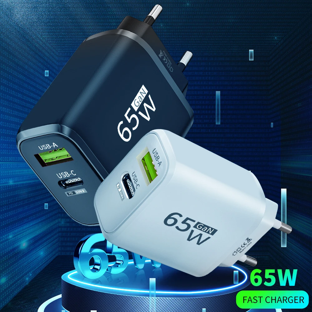 65W GaN Type C Quick Charge 3.0 Phone Charger USB Fast Charging Travel Charger For iPhone 14 Pro Max Xiaomi Oneplus Wall Adapter