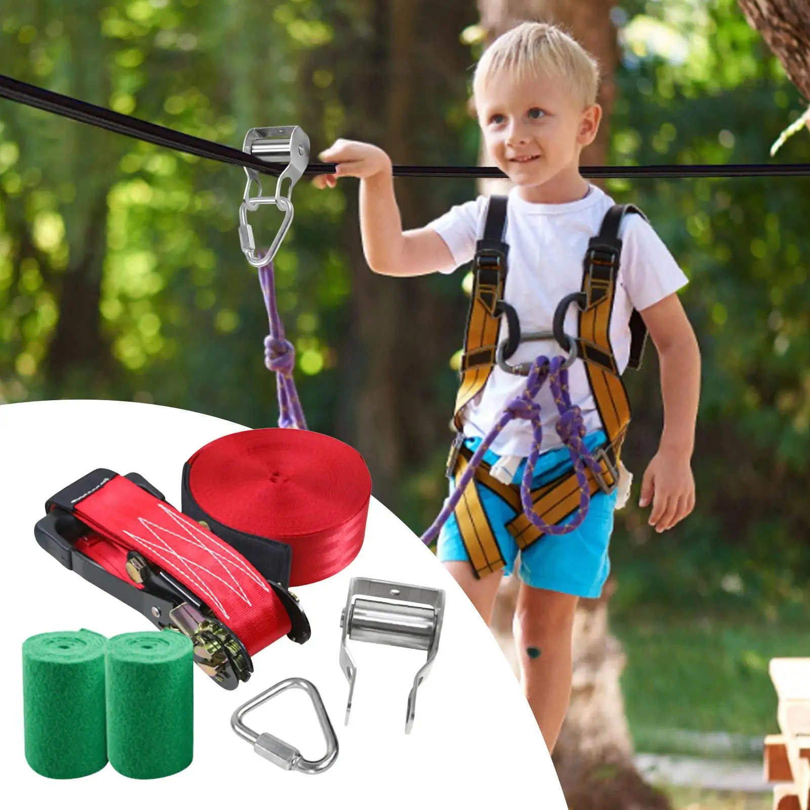 Zip Line for Kids Balance Fun Toys Outdoor Playset Kids Slack Lines Outdoor Play Set for Teens Girls Boys Yard Playground School