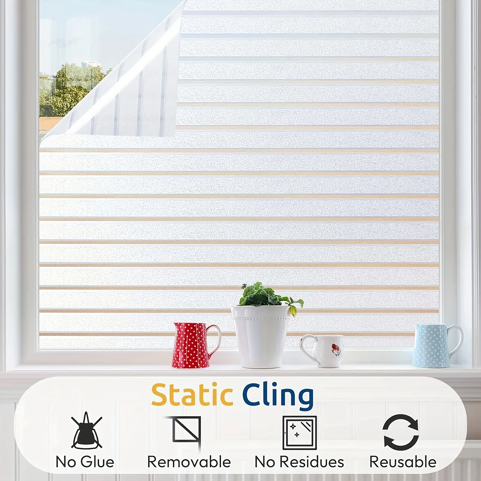 1pc Solid Color Frosted Window Privacy Film, Self-Adhesive Glass Sticker Decal for Home Door Window Decor & Privacy Protection view 5