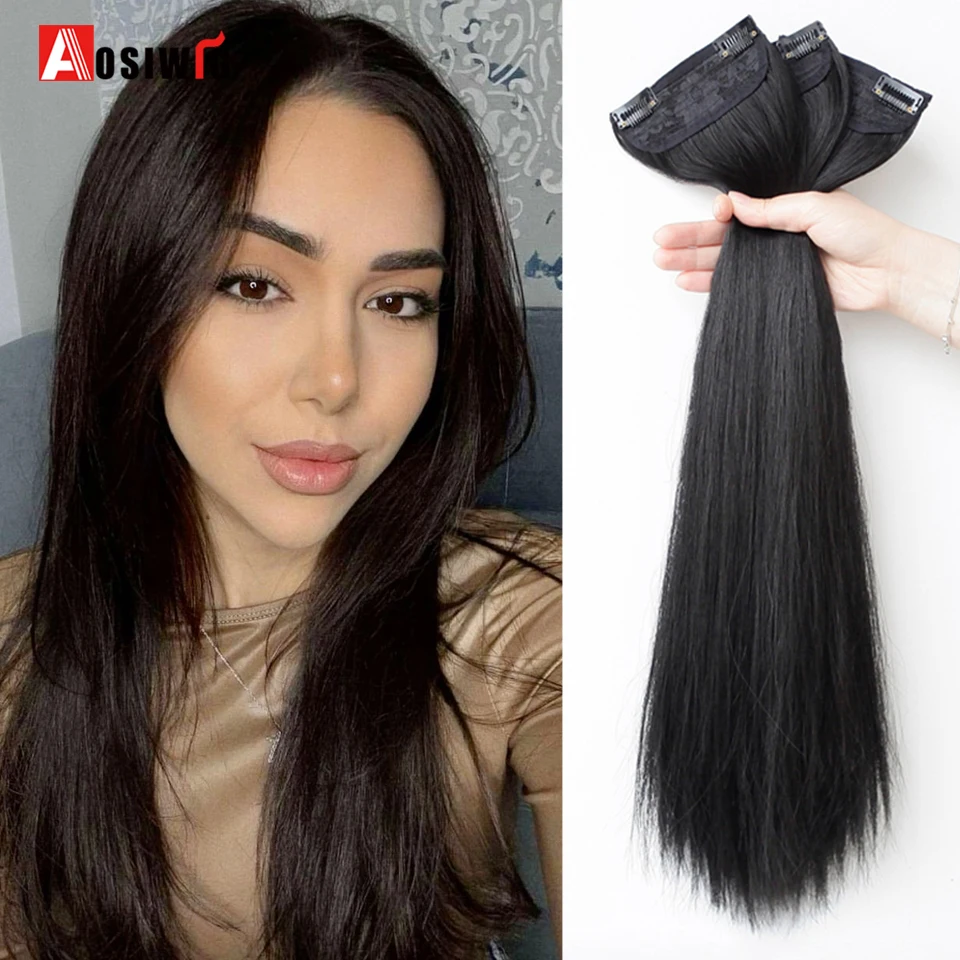 Synthetic Wig Three-piece 23-inch Long Straight Hair Fluffy Wig For Women With Long Hair Invisible Traceless Hair Extension Wig