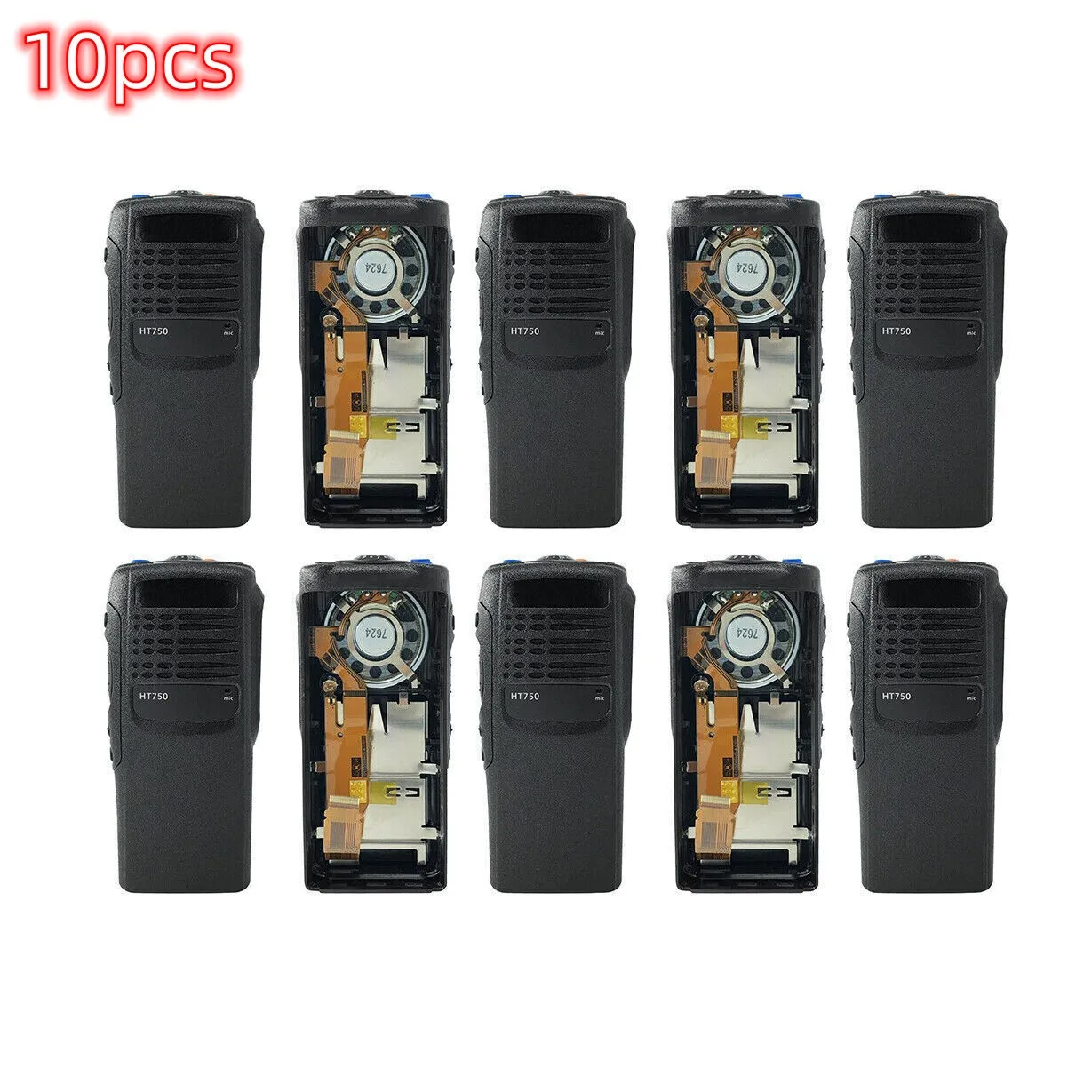 10pcs VBLL PMLN4216 Black Portable Radio Front Housing Case Cover Kit With Speaker Mic For HT750 GP340 GP328 PRO5150 Walkie