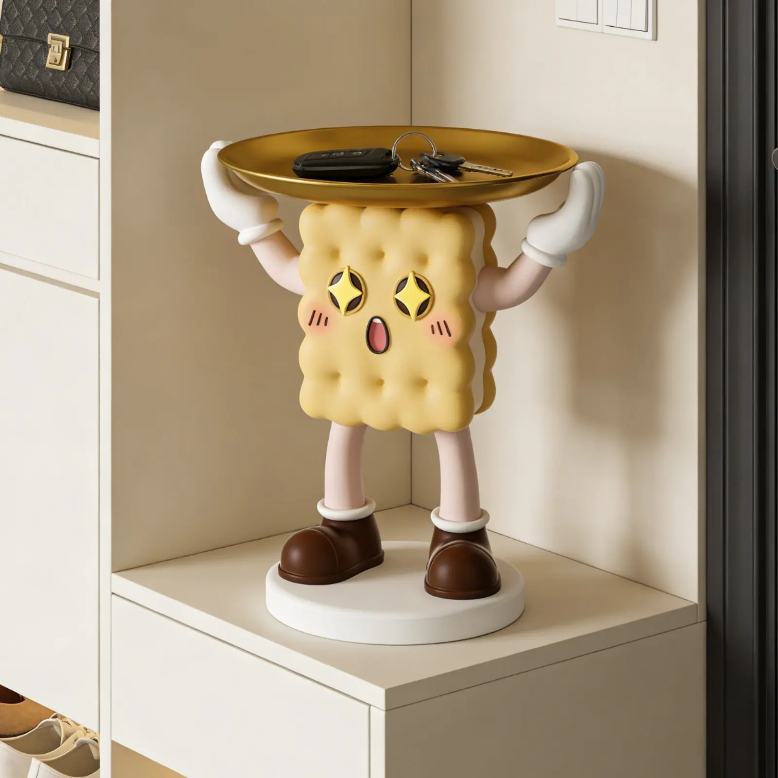 

Entryway Key Storage Tray Housewarming Gift Pastry Figurine Tray Holder House Decoration Versatile Functionality for Living Room