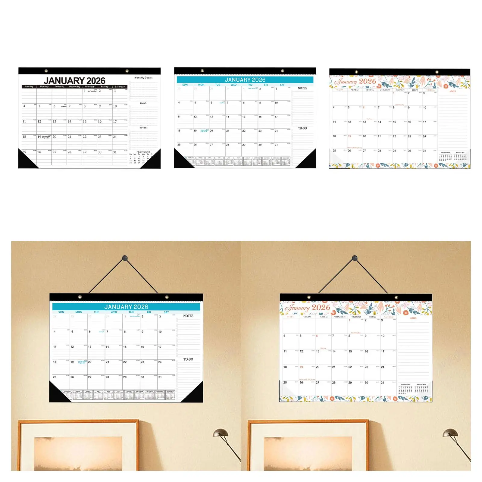 2026-2027 أجندة مكتبية /رزنامة مكتبية جدار التقويم زخرفة 18 شهرًا مخطط معلق للقيام قائمة لمدرسة النوم الربيع
