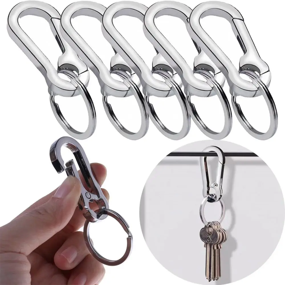 

Men Stainless Steel Gourd Buckle Keychain Waist Belt Clip Anti-lost Buckle Hanging Classic Fashion Key Ring Car Decoration Gift