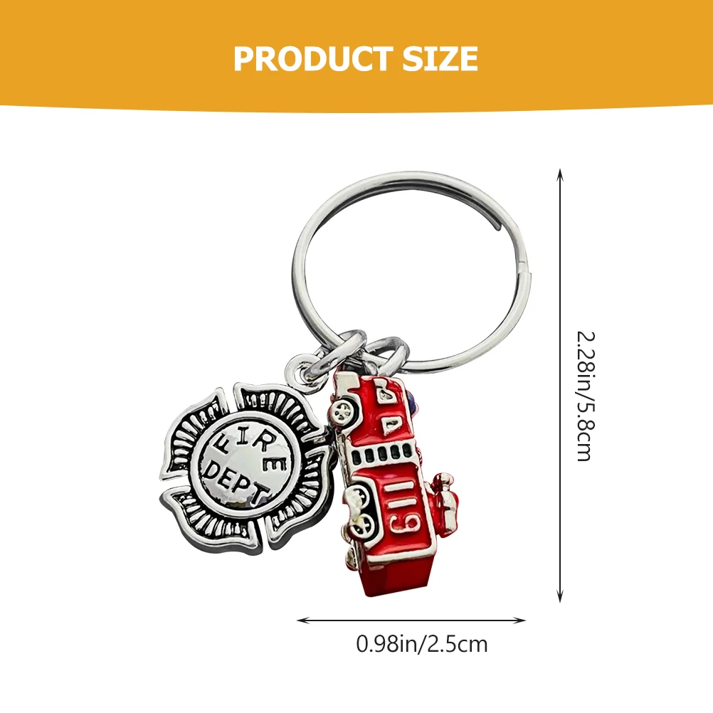 Mini Fire Truck Keychain Man Toy Keychains for Car Keys Metal Vehicle Bag Pendant