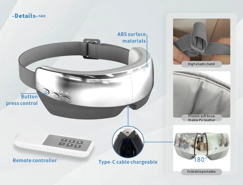 スマートライブラリーABS充電式電動アンチリンクルアイリラックスケアマッサージャーアイマッサージャーツール（温熱圧縮機能付き）