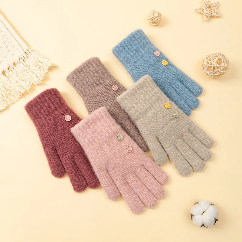 Women's Cashmere Knitted Winter Gloves Cashmere Knitted Women Autumn Winter Warm Thick Gloves Touch Screen Skiing Gloves