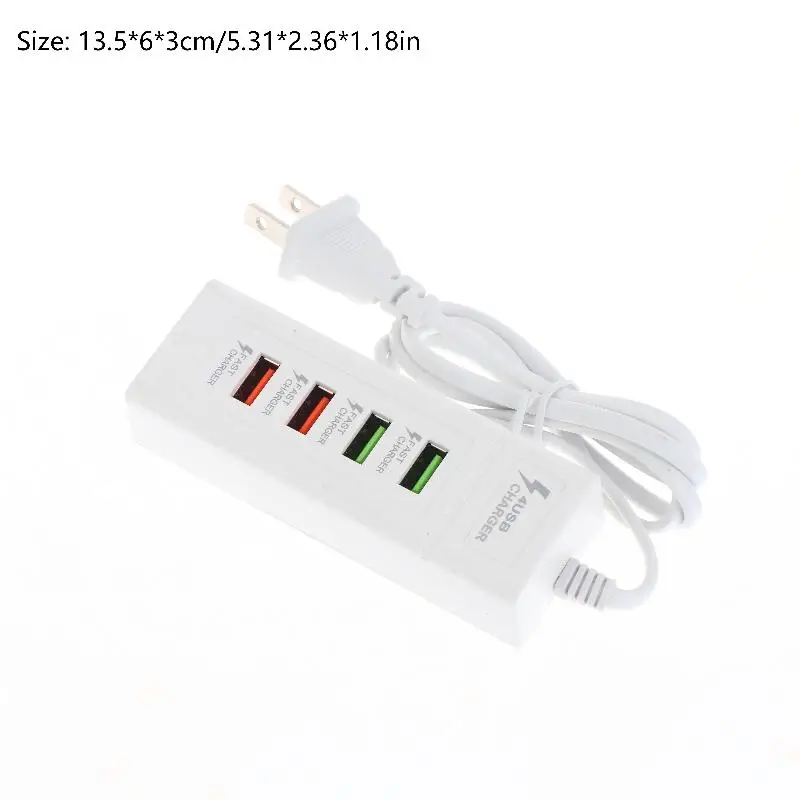 4 Ports USB Quick Charger Charging USB C Charger Power Strip Multi Splitter Adapter Portable Travel Charger