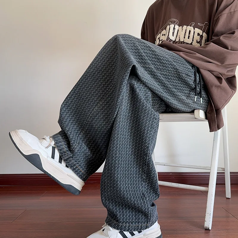 Spring Summer Star Wash Straight Jeans Men's High Street Loose Casual Denim Pants