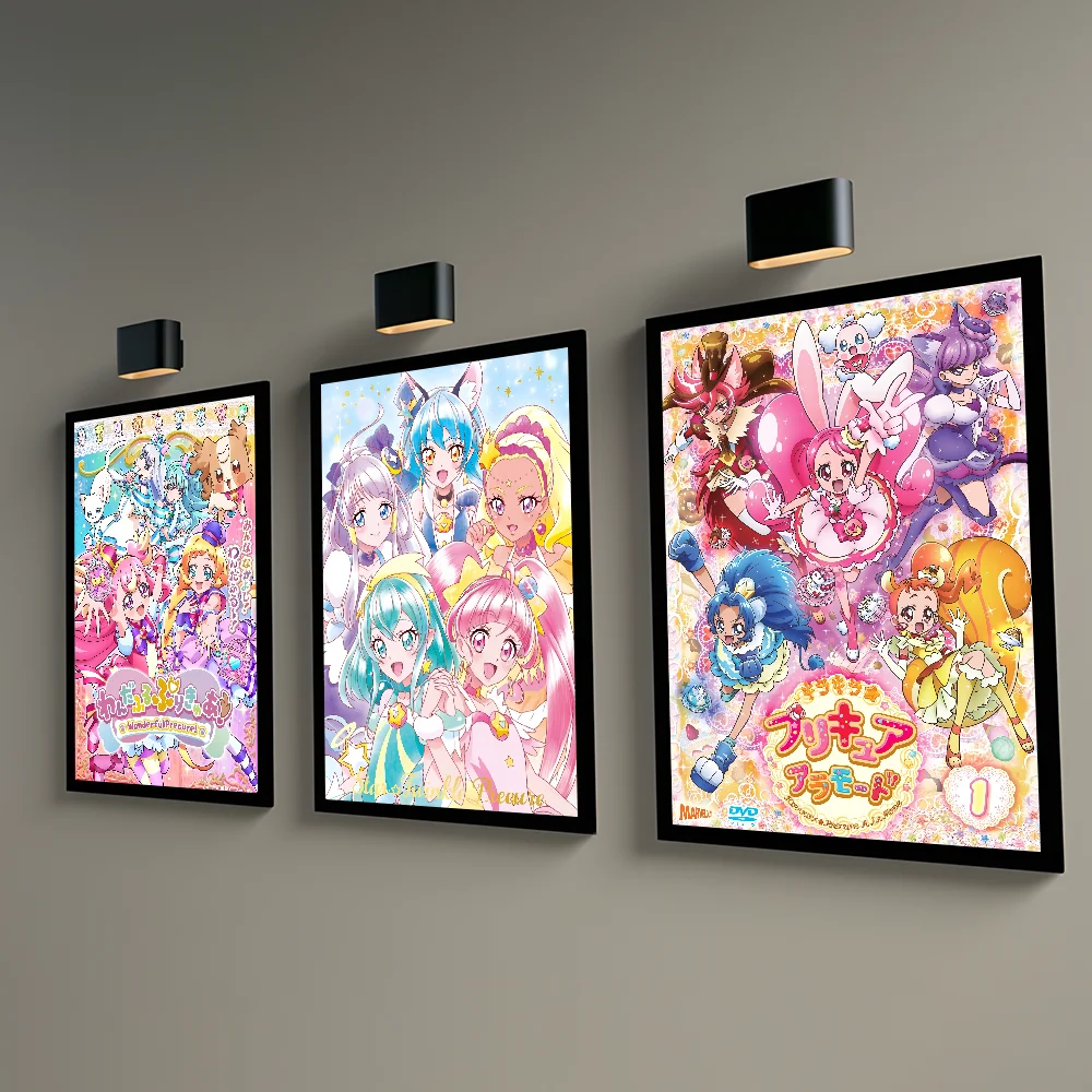 Smile P-Precure لطيف أنيمي المشارك لزجة جدار الفن الطباعة مقاوم للماء غرفة المعيشة المنزلي غرفة نوم بار المدخل ديكور جمالي