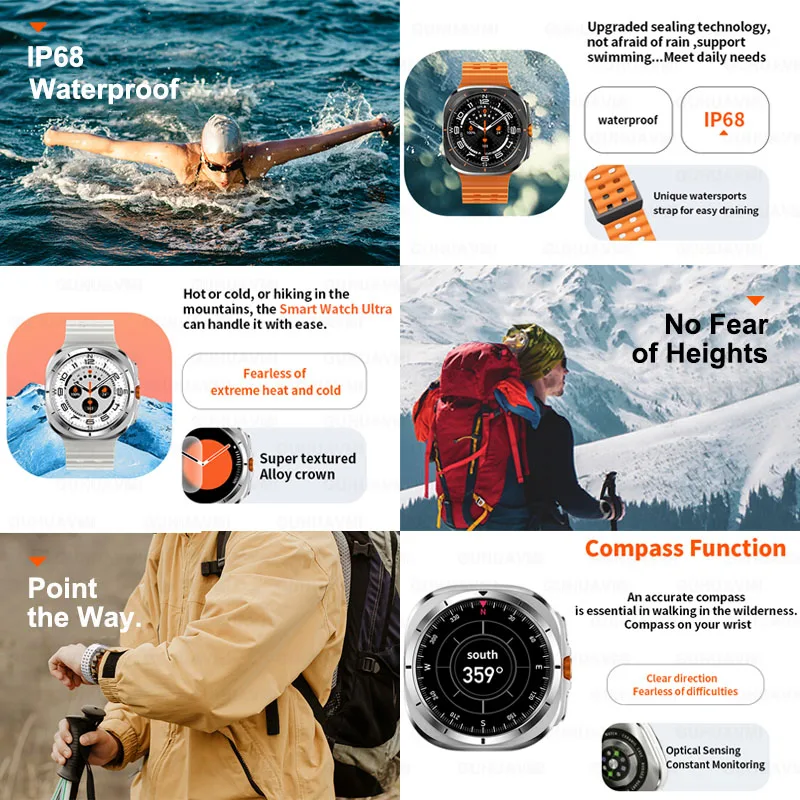 2024New For Samsung Galaxy Watch 7 Ultra GPS Track Smart Watch Men AMOLED Always Display Clock NFC 4GB Memory Smartwatches Women
