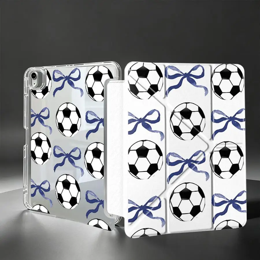 With Pen Slot Cover Tablet Case For Samsung Galaxy Tab S10 Lite A11 S9 Plus S8 S7 FE A8 A9 Plus Pink Bow Football