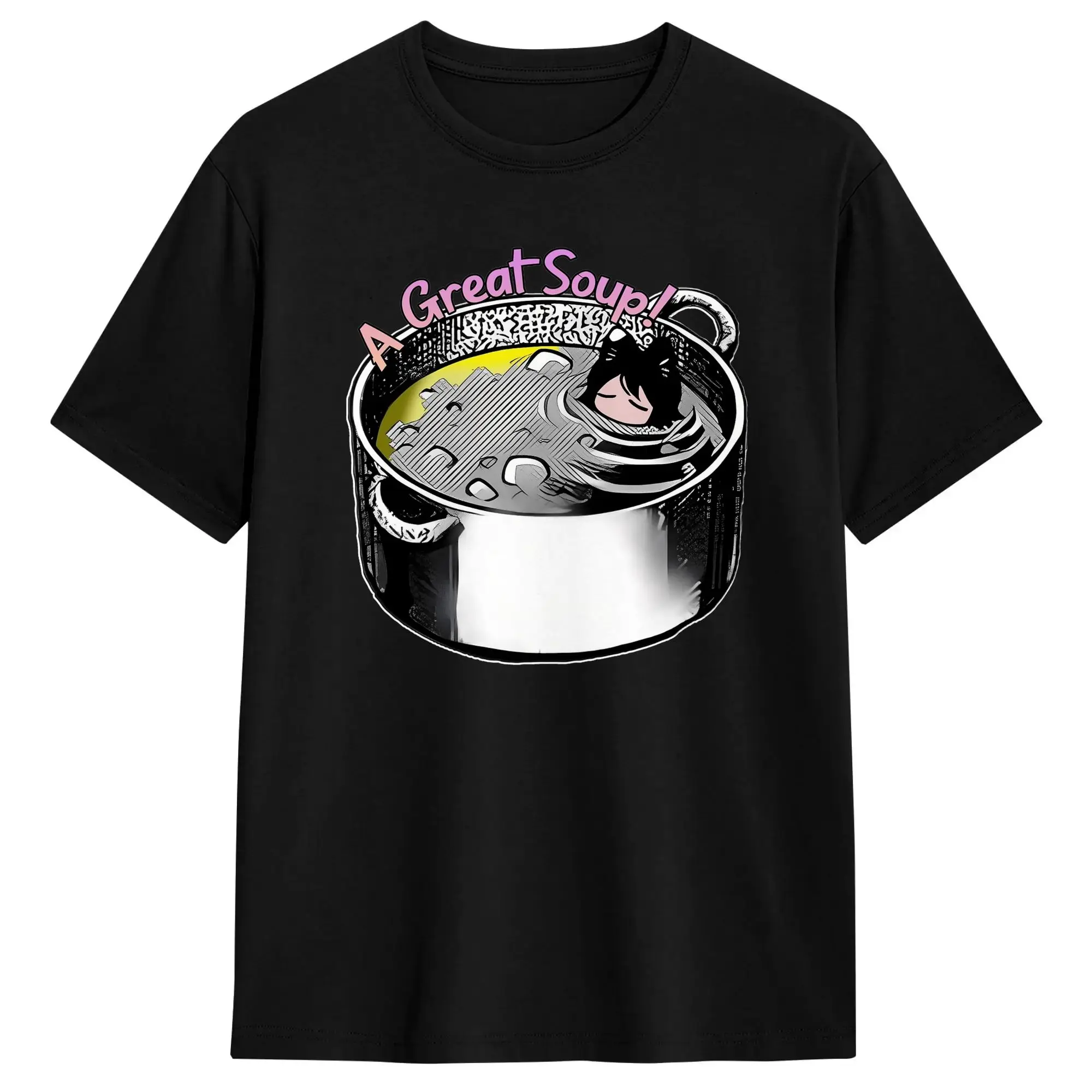 Dungeon Meshi Catgirl Soup T Shirt Delicious in Dungeon Cotton Clothing Humor Short Sleeve Round Neck Tees Gift T-Shirts