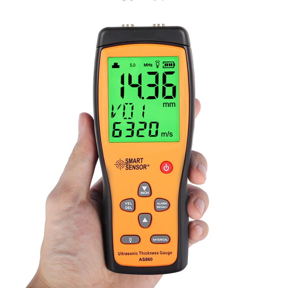 Ultrasonic Thickness Gauge Digital Sheet Metal Measuring Range 1.0 to 300mm Steel Sound Velocity Meter Tools Smart Sensor AS860