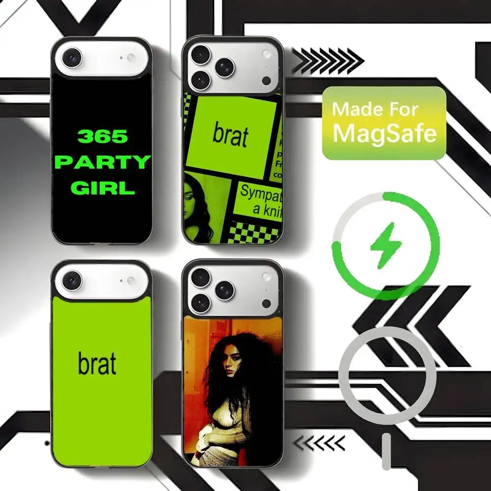

Charli XCX Brat Phone Case For iPhone 17,16,15,14,13,12,11,Pro,Max,Plus,Mini,SE4,E Magnetic Magsafe Wireless Charging