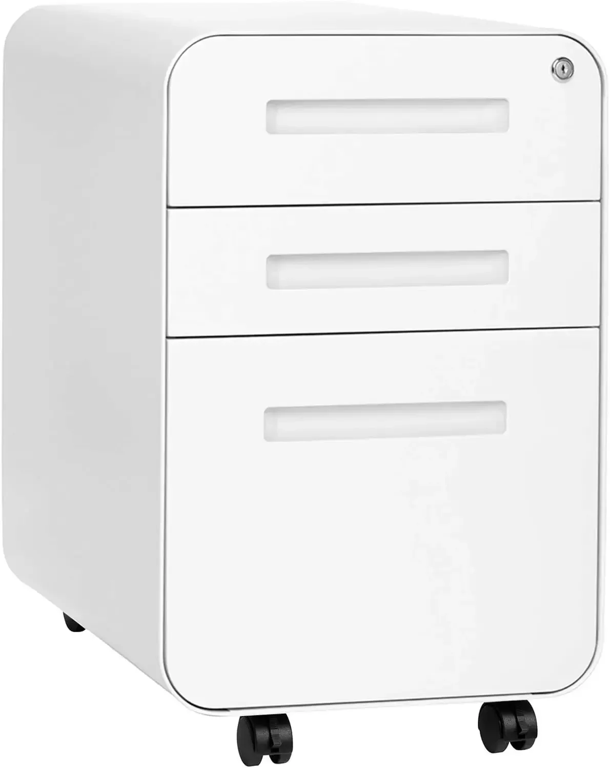 Stockpile 3 Drawer File Cabinet with Lock - Under Office Desk Metal Filing Cabinet, Legal/Letter File Folders