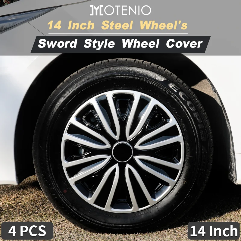 14 Inch Sword Style Universal Hubcap Wheel Covers For Cars - Set Of 4 - Fits Most Cars,Automobile Full Rim Cover Accessories