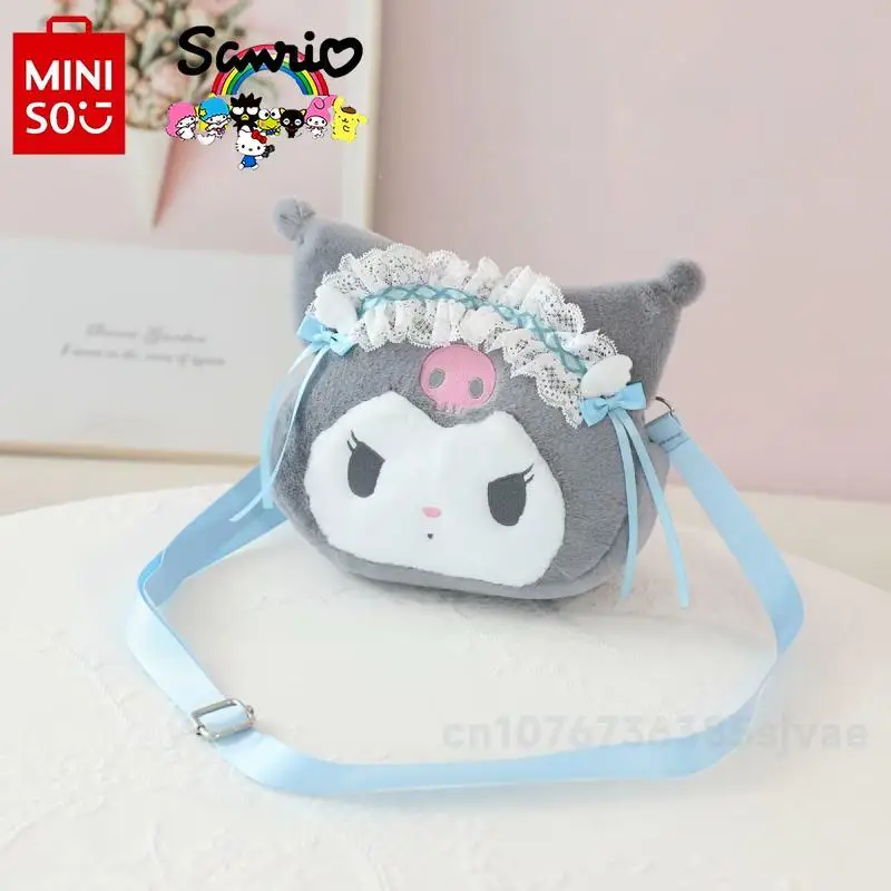 MINISO 2024 New Children's Crossbody Bag Fashionable High Quality Plush Handbag Cartoon Versatile Birthday Gift Girl's Small Bag