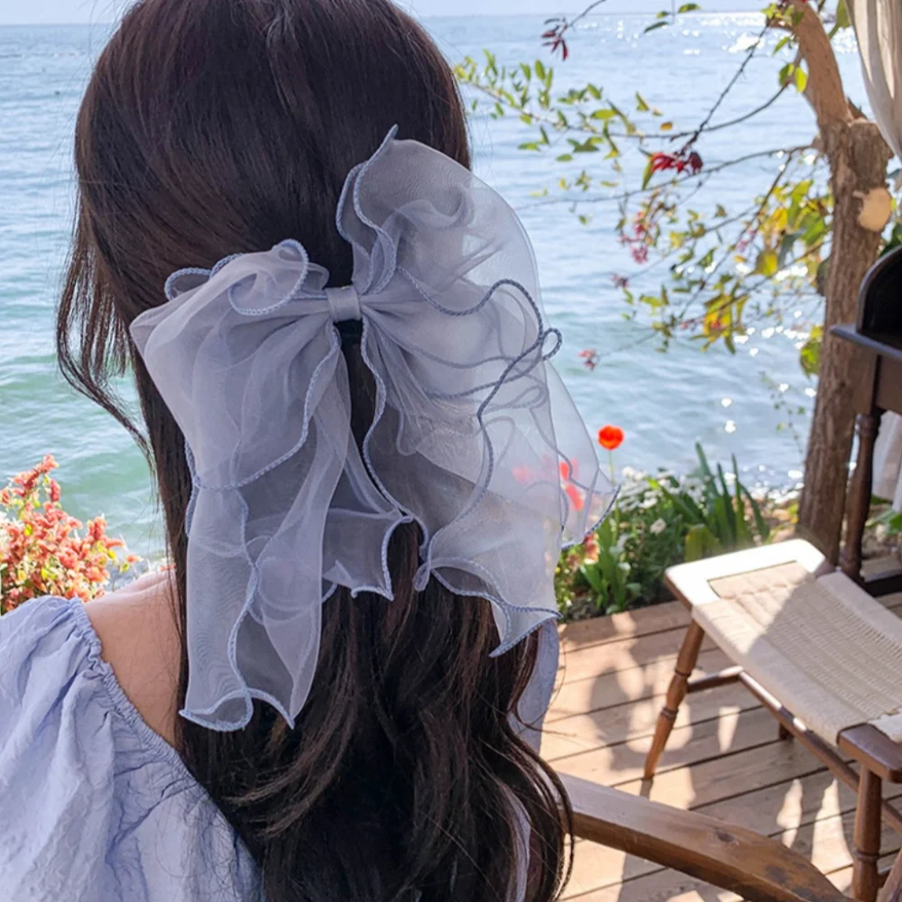 أزياء الشريط Bowknot مقاطع الشعر المشابك متعدد الطبقات القوس دبابيس الشعر الفتيات أغطية الرأس النساء ذيل حصان