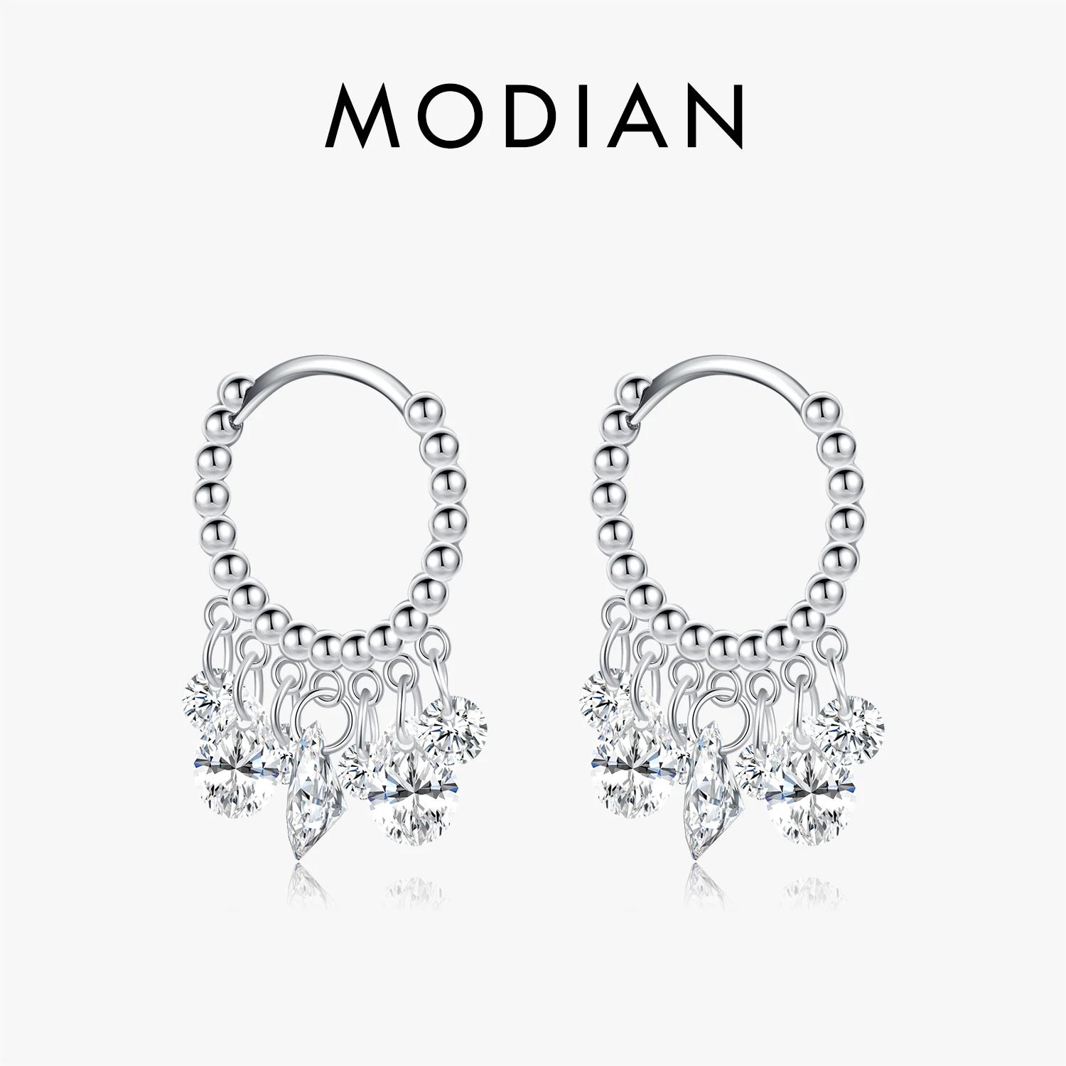 MODIAN 925 Sterling Silver Luxury Geometric Stunning Clear CZ Hoop Earrings Fashion Sparkling Dangle Ears For Women Fine Jewelry