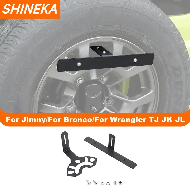 SHINEKA Car Rear Spare Tire License Plate Bracket Mounting Kit Accessories for Jeep Wrangler TJ JK JL 1997-2023 For Suzuki Jimny