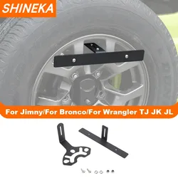 SHINEKA Car Rear Spare Tire License Plate Bracket Mounting Kit Accessories for Jeep Wrangler TJ JK JL 1997-2023 For Suzuki Jimny