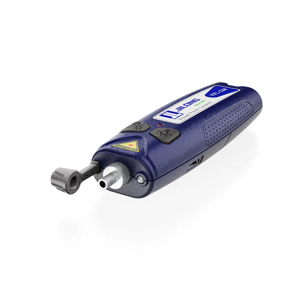 JILONG VFL-22M Mini Visual Fault Locator USB Rechargeable Fiber Optic Red Light Source 5/15/25KM VFL Tester With LED