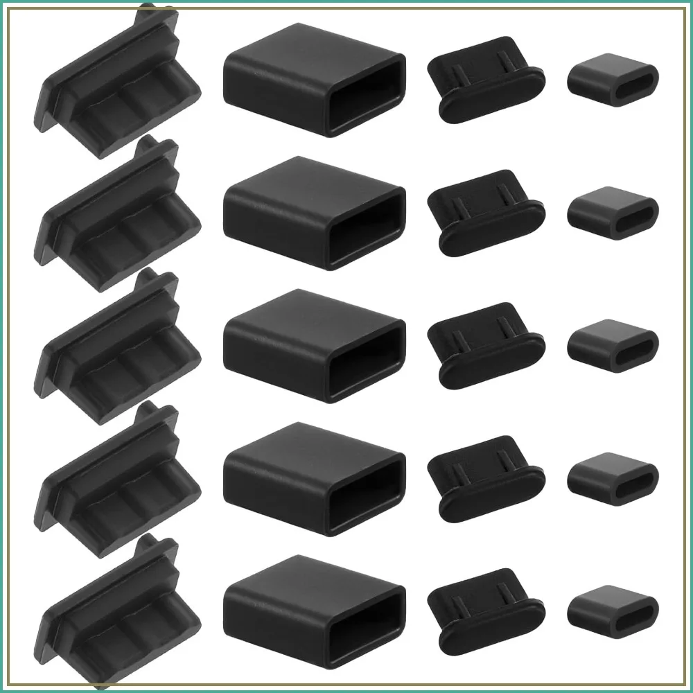 

40 Pcs 4 Types USB Cover, Silicone Dust Plugs for USB-A Male/Female, Type-C Port, Waterproof Protection