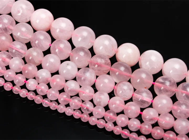 REGELIN Natural Stone Bead 4/6/8/10/12/14mm Round Pink Crystal Quartz Stone Bead Women& Men Jewelry Bracelets DIY Jewelry Making