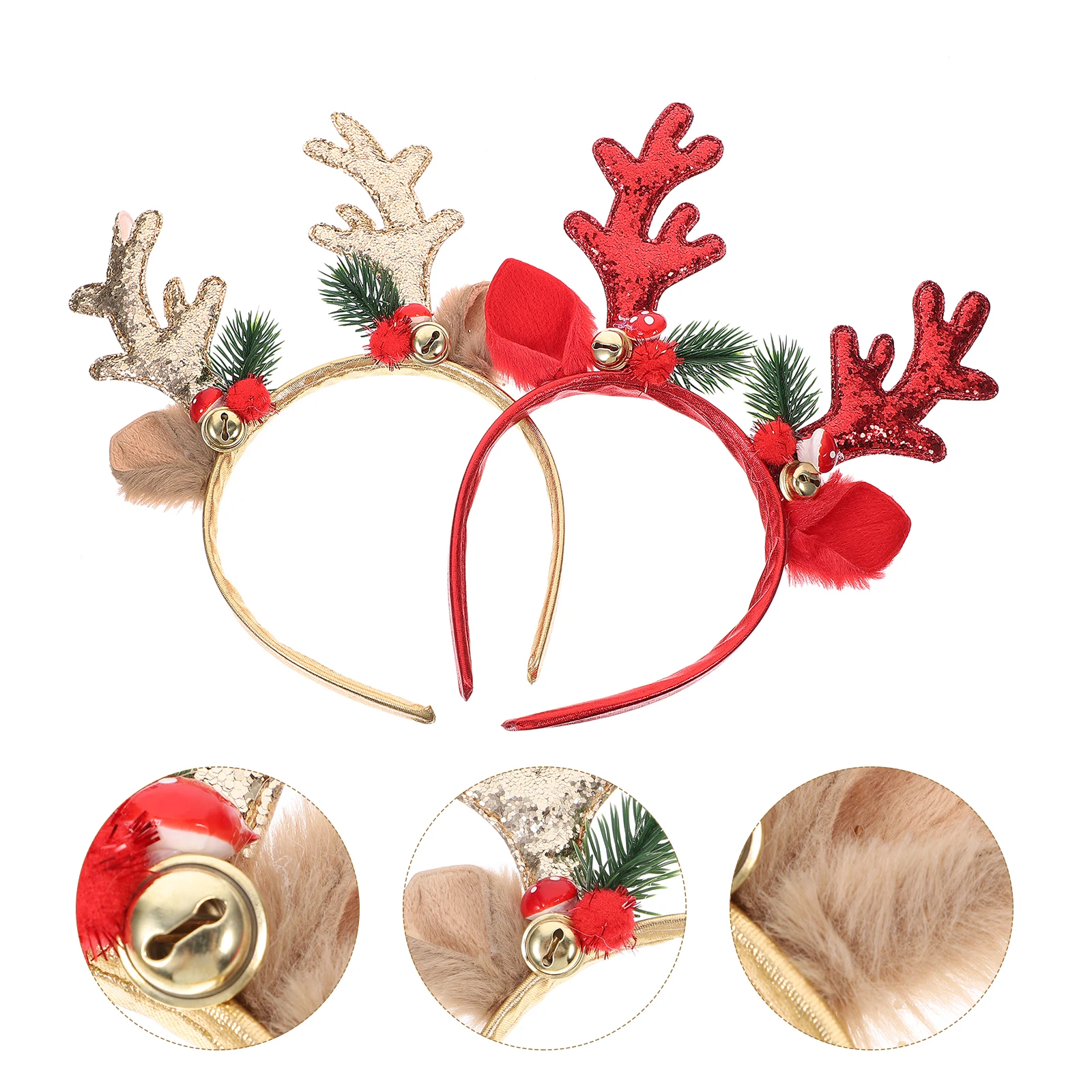 

2Pcs Non slip Reindeer Antlers Headb Christmas Adult Kids Women Glitter Deer Shaped Hair Accessories Party Outfit