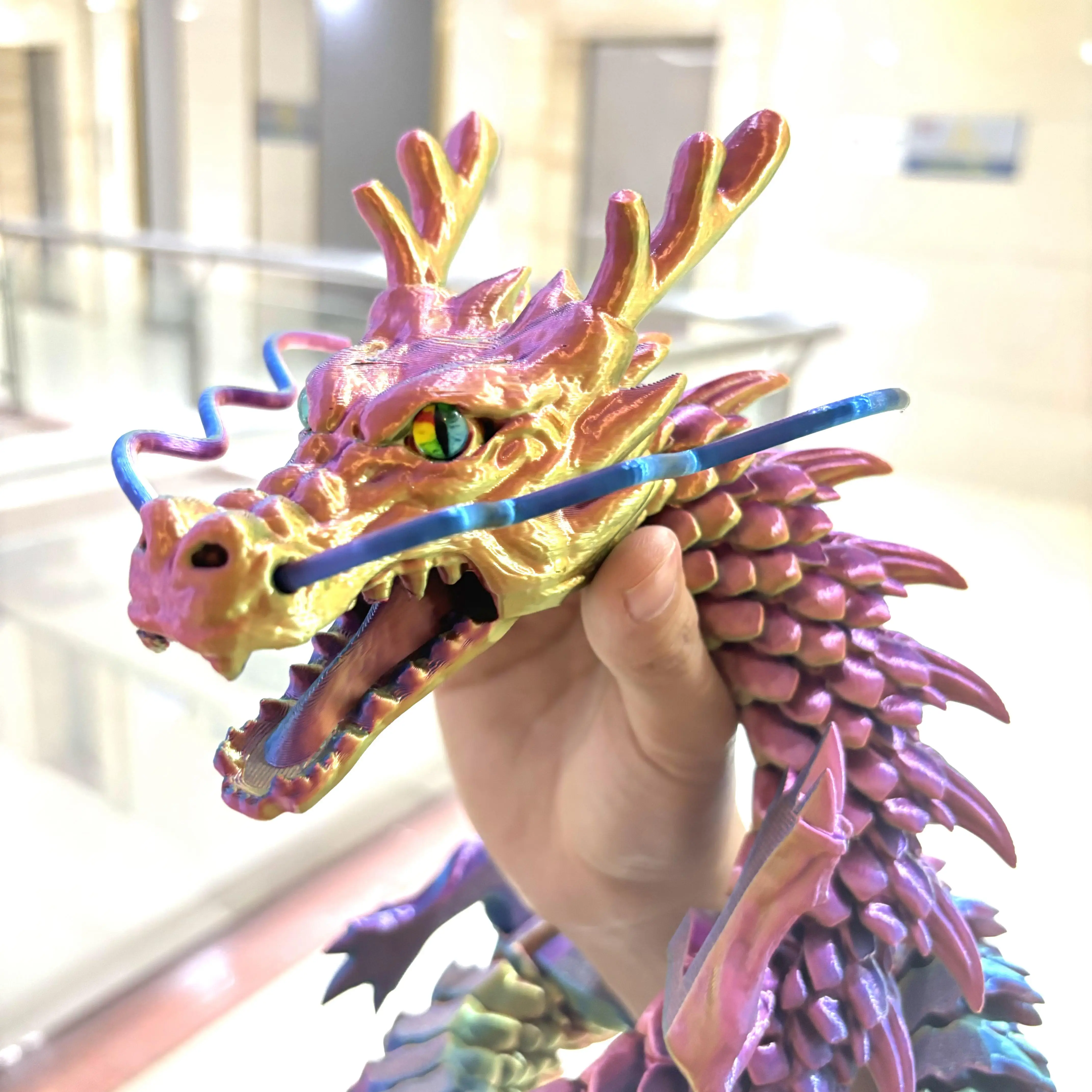 85cm/33.46in Super Large Open-Mouth Chinese Dragon with Movable Joints, Animal Model, Home Desktop Decoration, Gift, Collectible Statue
