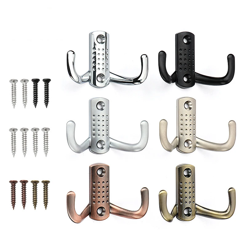 Heavy Duty Double Prong Coat Hooks Wall Mounted with Screws Retro Double Hooks Utility Hooks for Coat, Scarf, Bag, Key, Cap, Hat