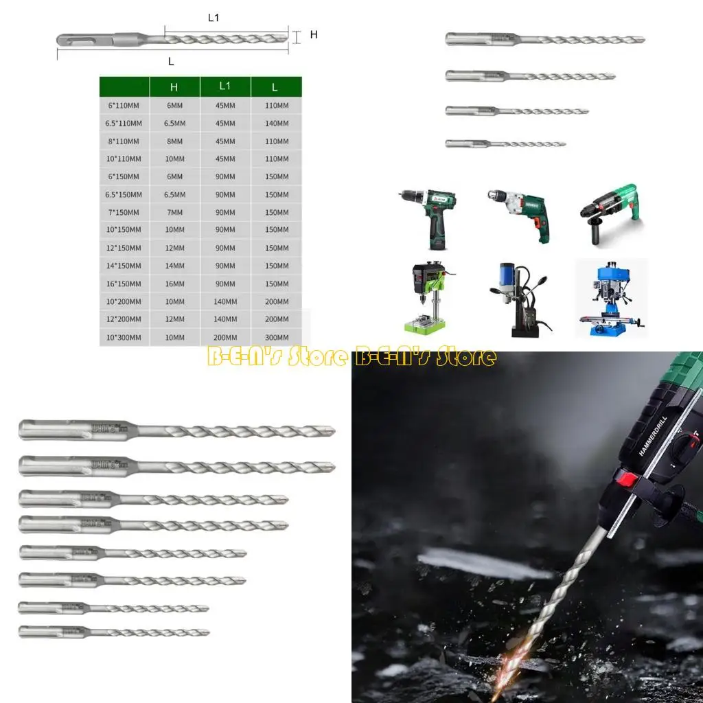 

Y1AD 8x Tipped Drill Bits Set for Concrete Walls 6/8/10/12/14/16mm
